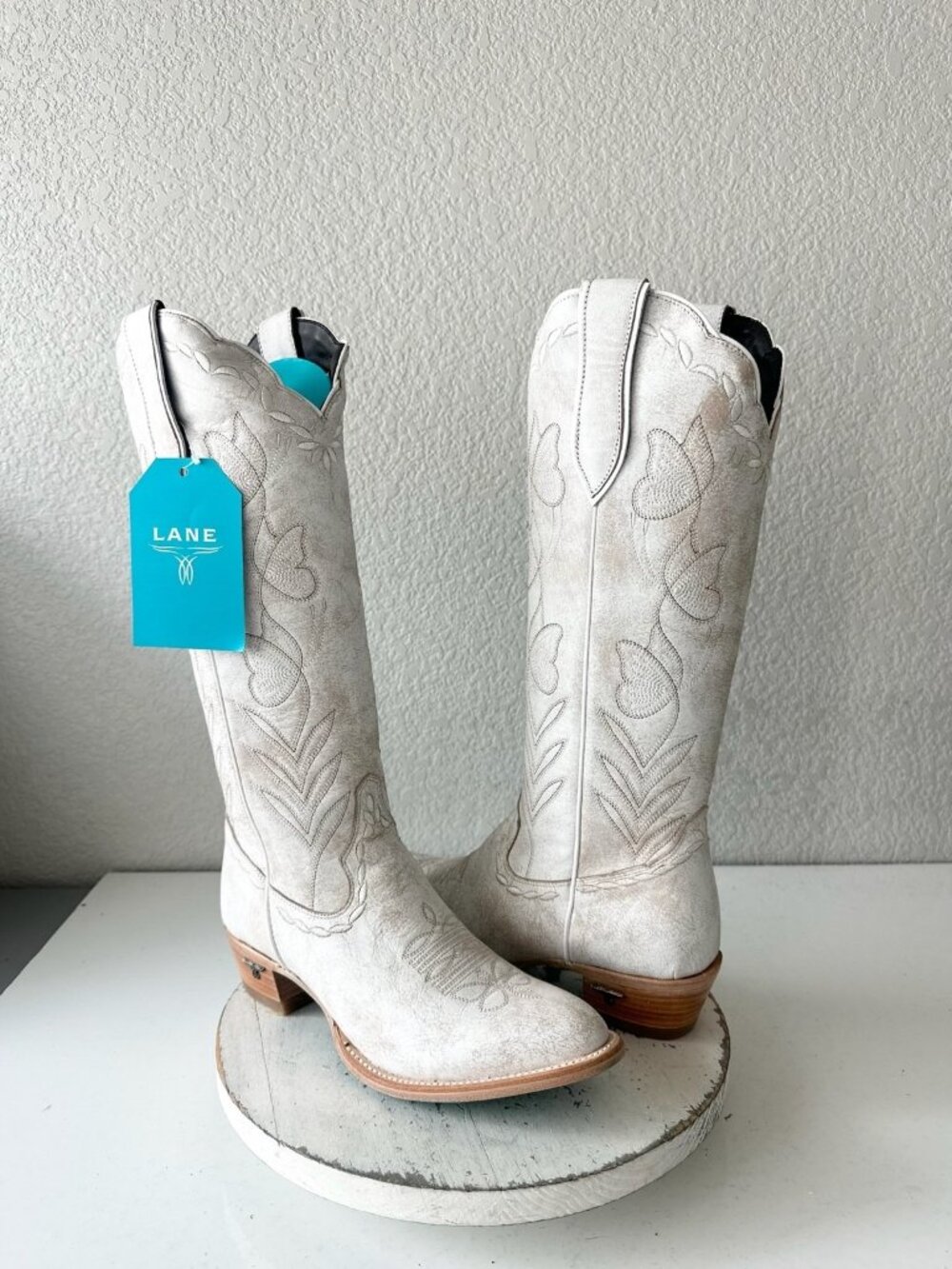 Lane SWEET MEMORIES Knee High White Cowboy Boots Cowgirl Western Tall Womens 10